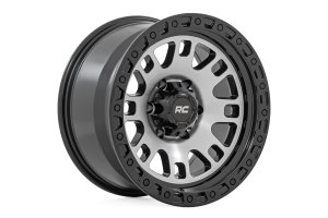 Wheel - Rough Country - 82 Series, 18x9, 6x5.5, -12mm Offset - Machined Semi Gloss Black